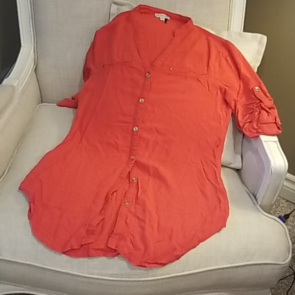 Guess red blouse